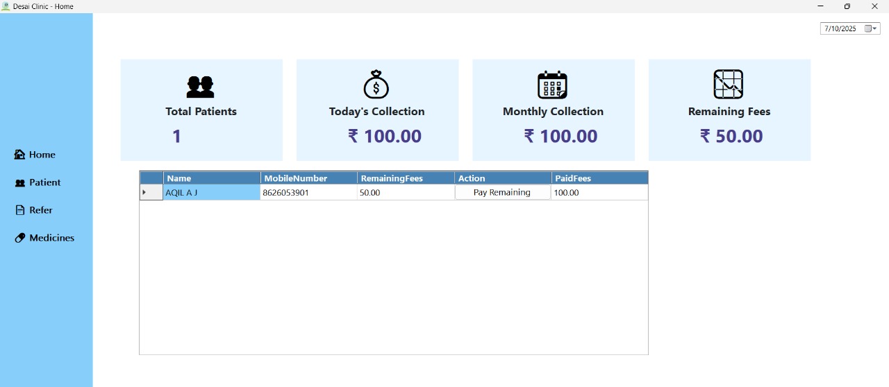 Dr. Desai Clinic Windows App